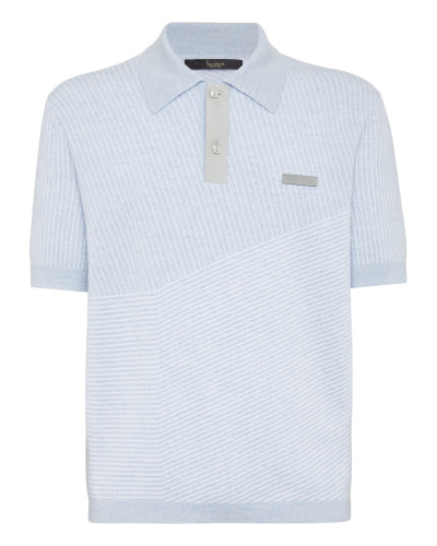 Wool and Cotton Pullover Polo-Neck SS Iconic