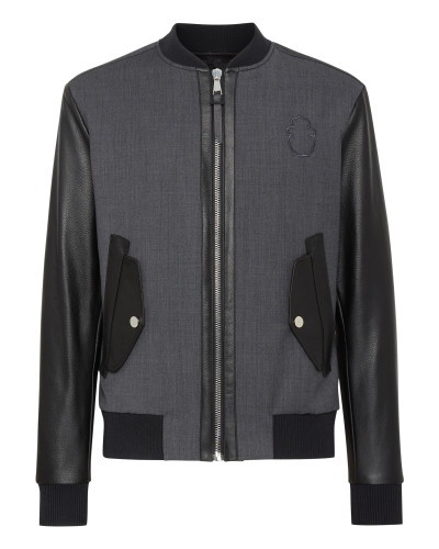 Wool Bomber Leather Insert Crest