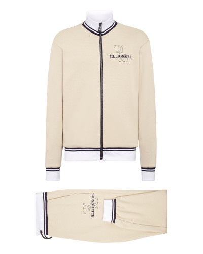 Fleece and Mix Silk Jogging Tracksuit: Top/Trousers