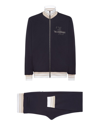 Fleece and Mix Silk Jogging Tracksuit: Top/Trousers