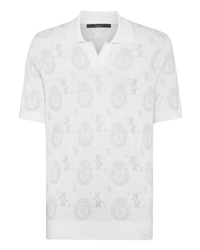 Wool Silk Jacquard Polo Shirt