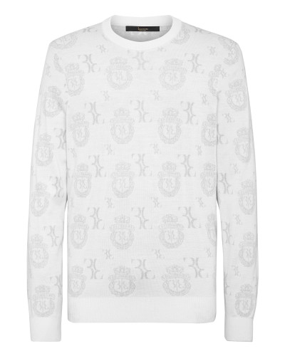 Wool Silk Jacquard Roundneck