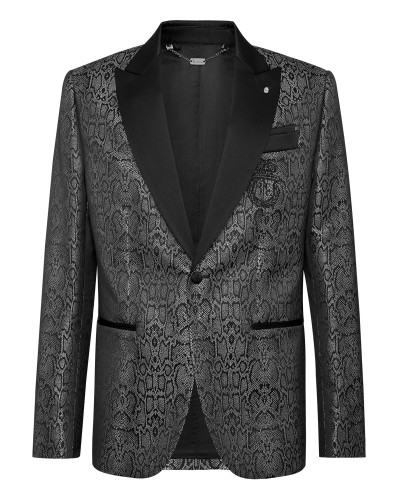 Jacquard Blazer with Satin Inserts