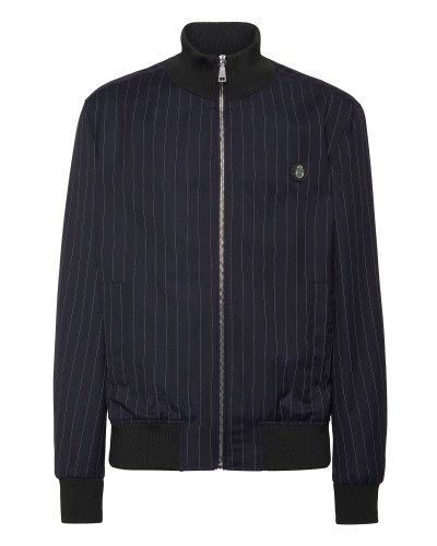 Wool Pinstripe Bomber LS