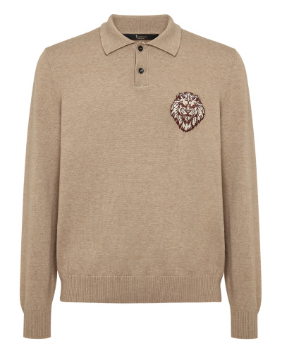 Wool/Cotton Pullover Polo-Neck LS