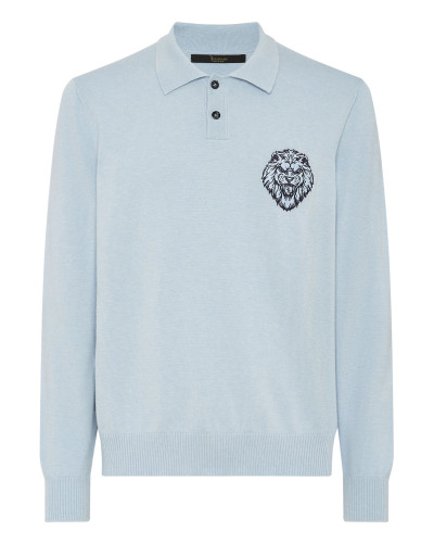 Wool/Cotton Pullover Polo-Neck LS