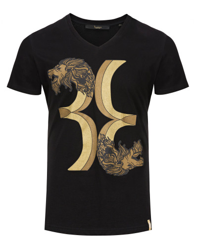 T-shirt V-Neck SS Double Lion