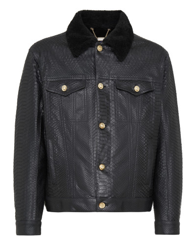 Leather Jacket with Python Luxury