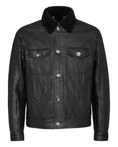 Leather Jacket with Python Luxury