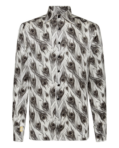 Silk Shirt Silver Cut LS/Flavio Feathers