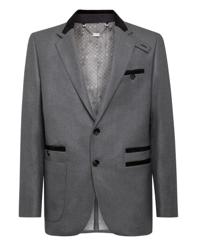 Wool Blazer Tailored Fit suede inserts Double B