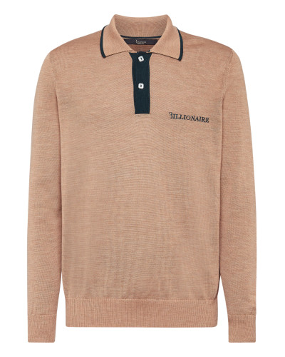 Wool Pullover Polo-Neck LS