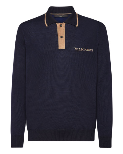 Wool Pullover Polo-Neck LS