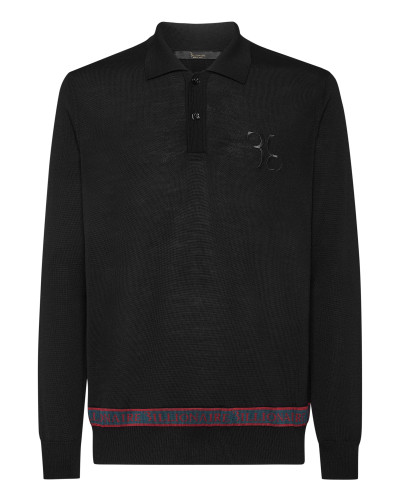 Wool and Silk Pullover Polo-Neck LS