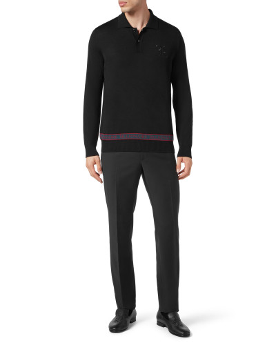 Wool and Silk Pullover Polo-Neck LS