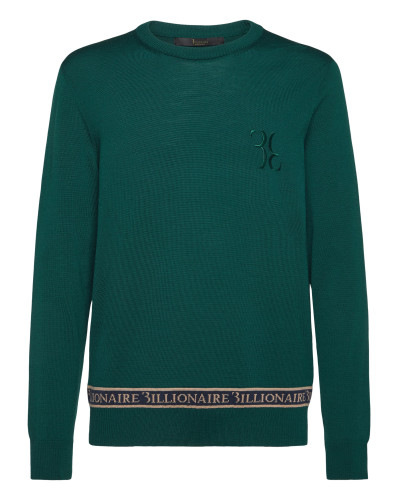 Wool and Silk Pullover Round Neck LS