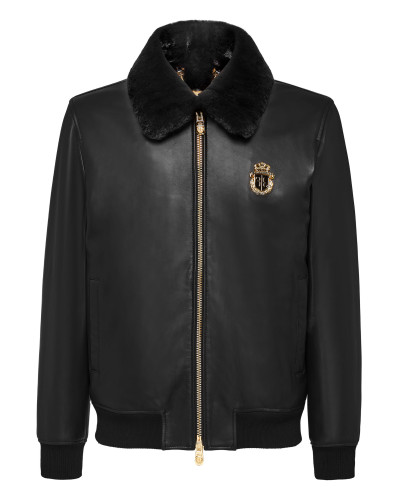 Leather Bomber with Real Fur