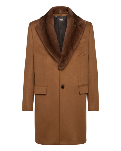 Cashmere Long Coat with Real Fur
