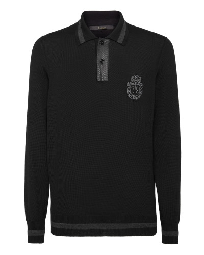 Cashmere & Silk Pullover Polo-Neck LS with Elaphe Inserts