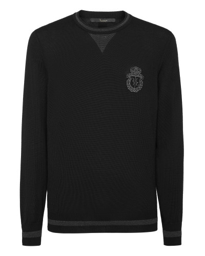 Cashmere & Silk Pullover Round Neck LS with Elaphe Inserts