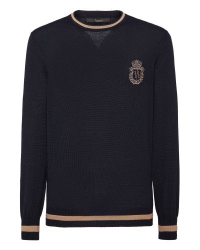 Cashmere & Silk Pullover Round Neck LS with Elaphe Inserts