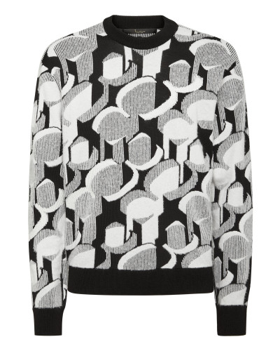 Wool Knit Pullover Round Neck LS Jacquard