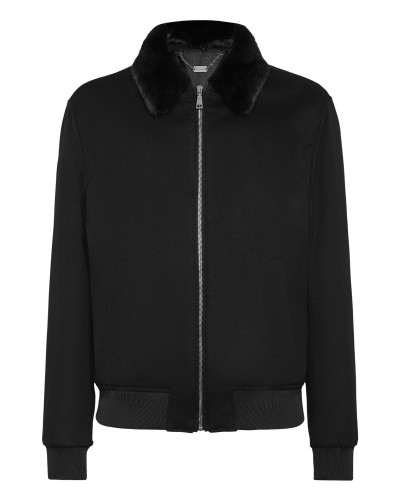 Wool Bomber with Shirt Collar