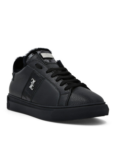 Crocco Leather Lo-Top Sneakers With Fur