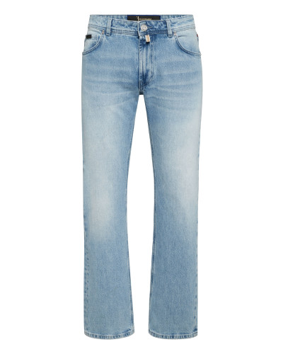 Denim Trousers Regular Cut Python Inserts