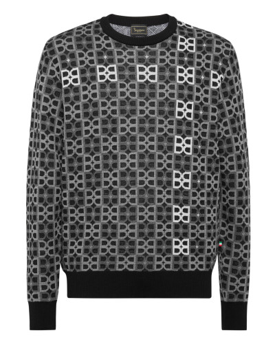 Round Neck Pullover Jacquard BB Monogram