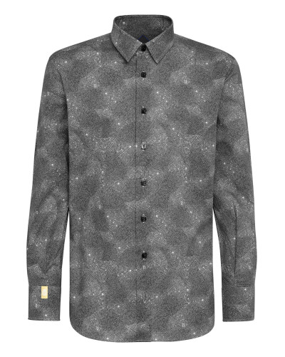 Shirt Silver Cut LS Crystal/Multi Geometric