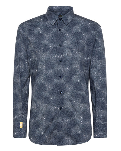 Shirt Silver Cut LS Crystal/Multi Geometric