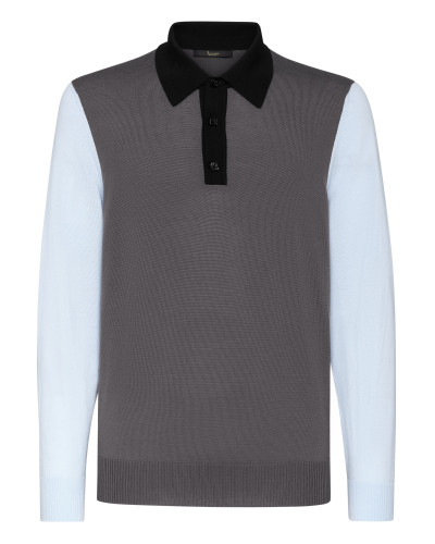 Merino wool Pullover Polo-Neck LS Color Block
