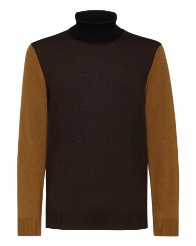 Merino wool Turtle Neck LS Color Block