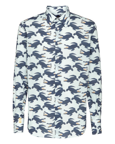 Shirt Silver Cut LS All over print Crocodile