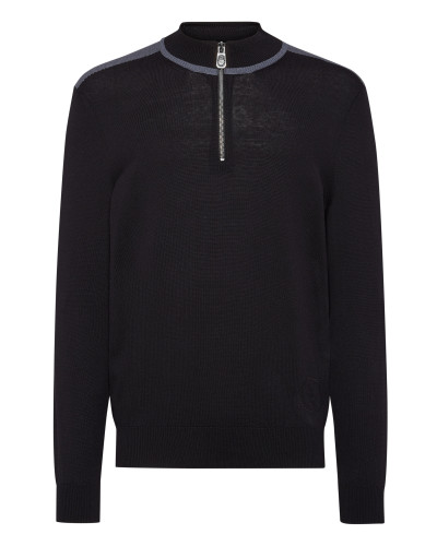 Knit High Neck Zip Up Pullover