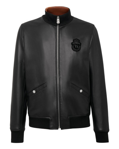 High Collar Leather Bomber