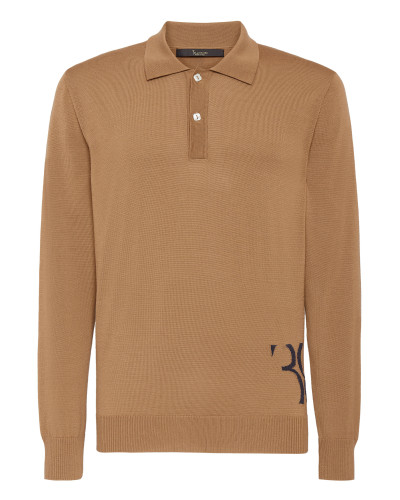 Wool and Silk Pullover Polo-Neck LS