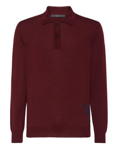 Wool and Silk Pullover Polo-Neck LS