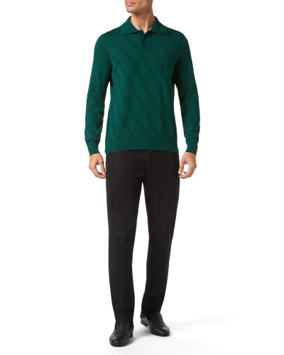 Wool and Silk Pullover Polo-Neck LS