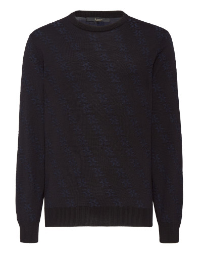 Wool and Silk Pullover Round Neck LS