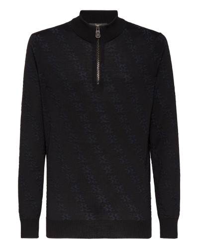 Wool and Silk Pullover zip mock