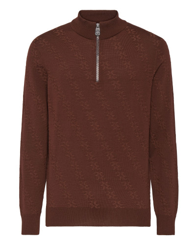 Wool and Silk Pullover zip mock