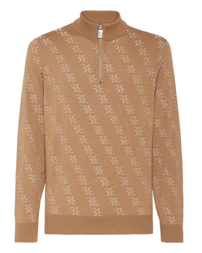 Wool and Silk Pullover zip mock