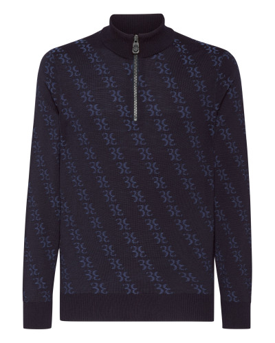 Wool and Silk Pullover zip mock