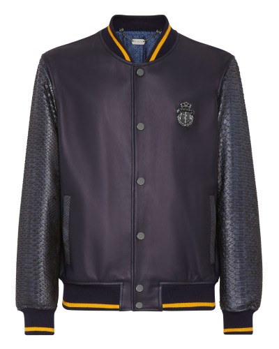 Python Leather Mix Bomber