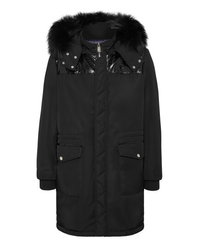 Nylon Parka With Python Inserts