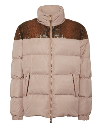 Nylon Down Jacket With Python Inserts