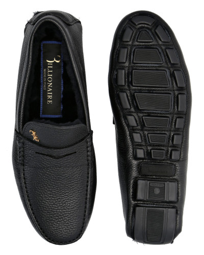 Embossed Leather Moccasin With Fur