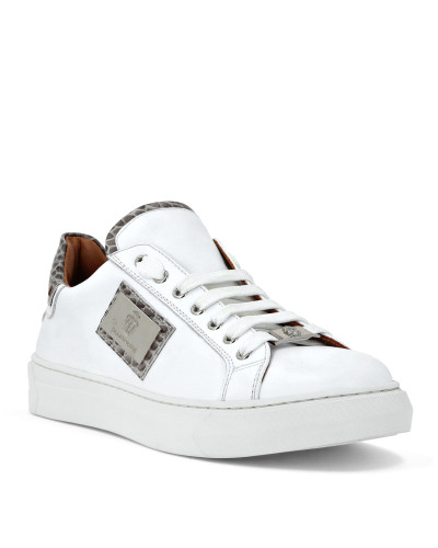 Croco Printed Nappa Leather Lo-Top Sneakers